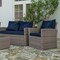 Merrick Lane Atlas 4 Piece Patio Set Contemporary Loveseat, 2 Chair and Coffee Table Set with Back Pillows and Seat Cushions